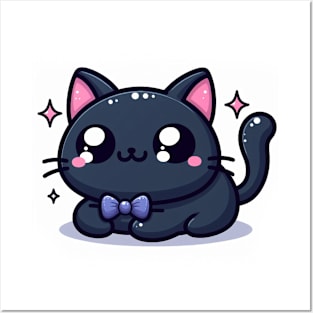 Kawaii Black Cat Posters and Art